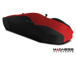 Volkswagen ID. Buzz Custom Fit Vehicle Cover - Satin Stretch - Red w/ Black Sides + Rear Passenger Charger Port Flap